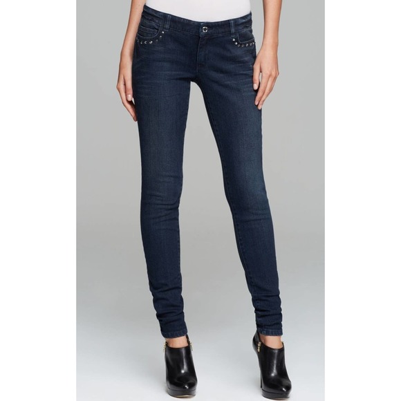 Michael Kors Embellished Skinny Jeans Denim Pants Trousers Stellar 2 New $135 - Picture 1 of 8